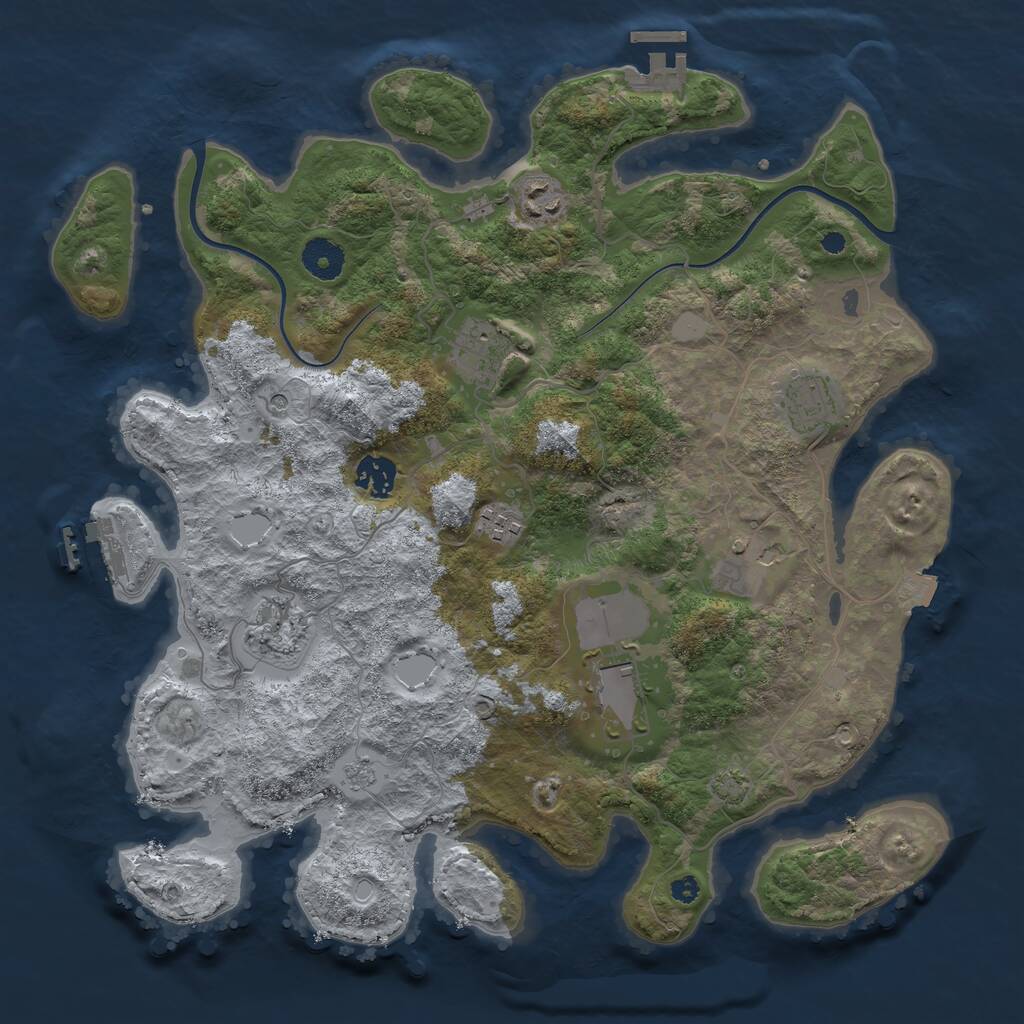 Rust Map: Procedural Map, Size: 3700, Seed: 1378973, 14 Monuments