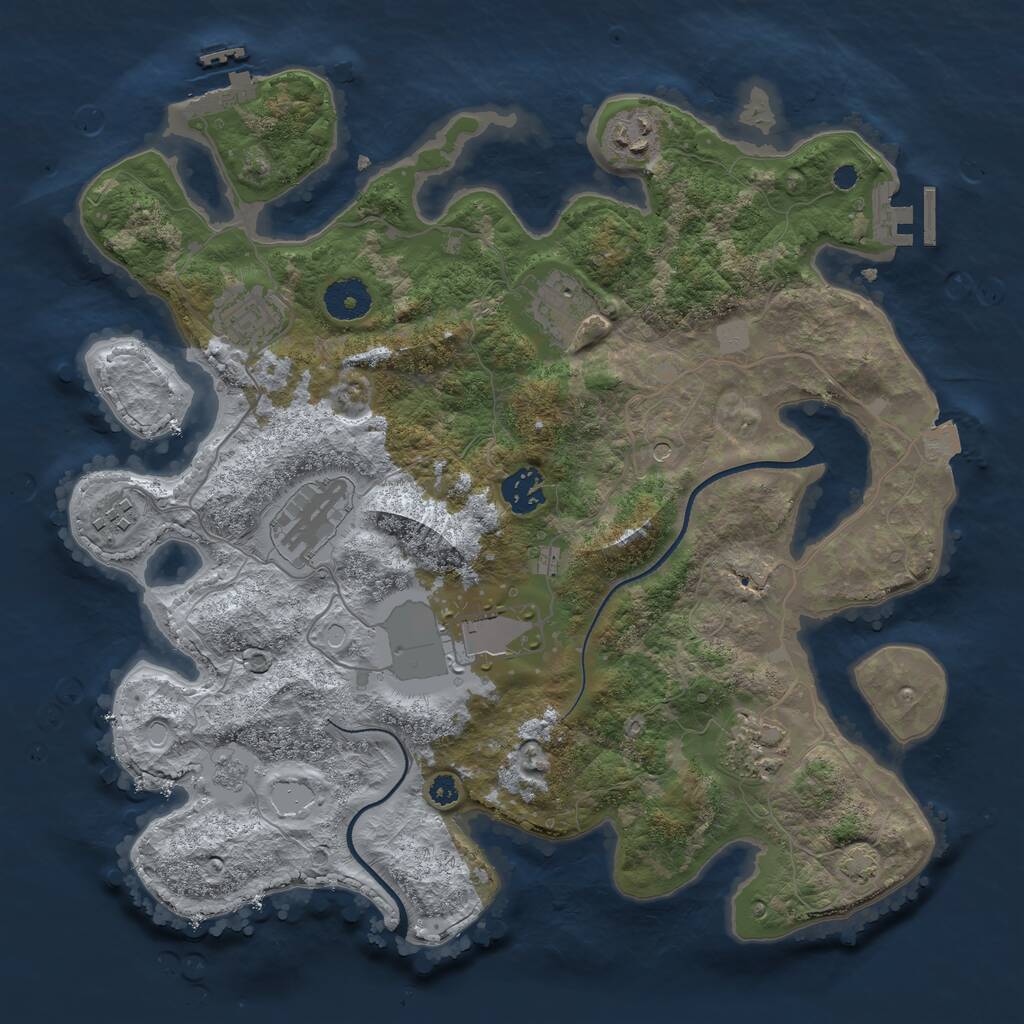 Rust Map: Procedural Map, Size: 3500, Seed: 3556165, 14 Monuments