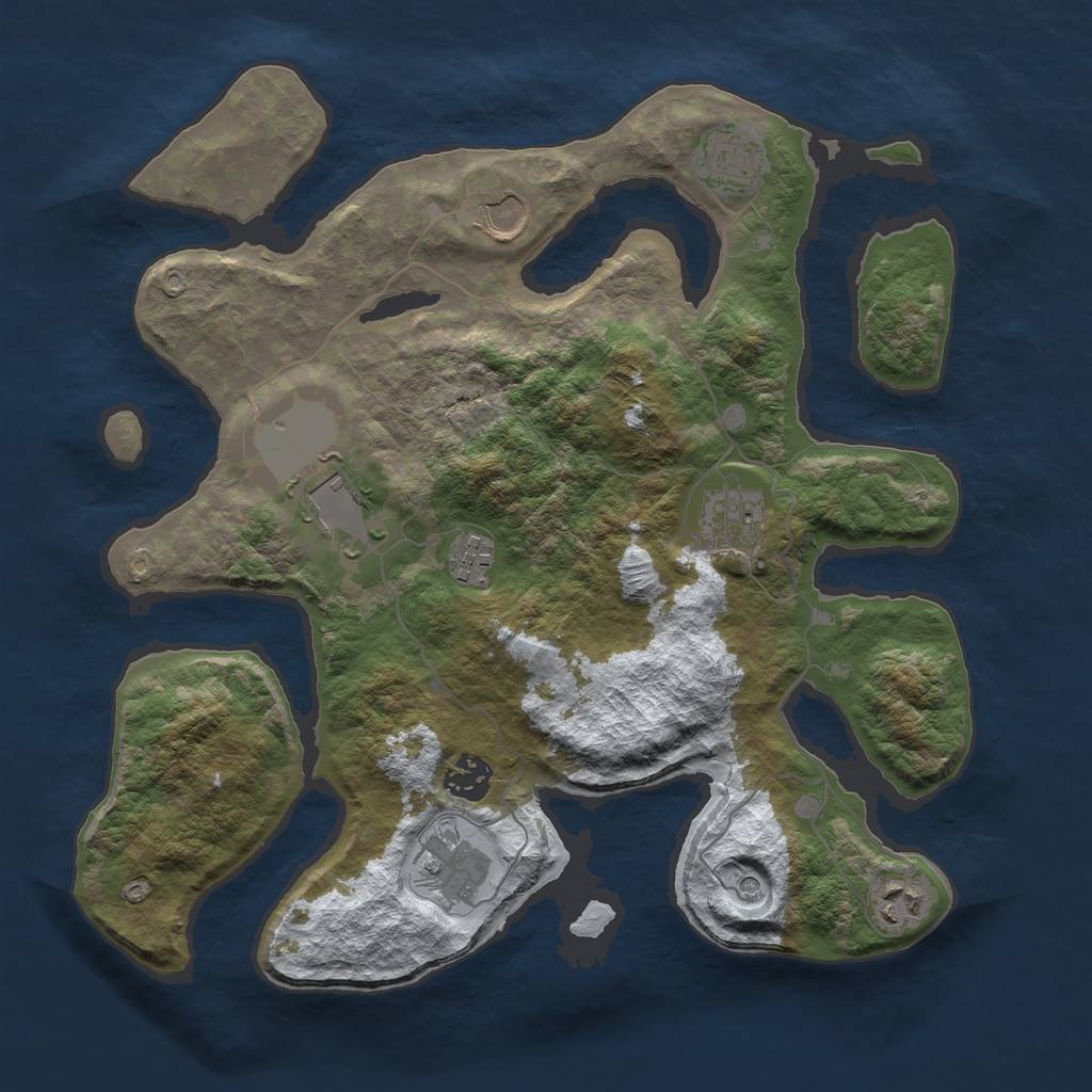 Rust Map: Barren, Size: 3500, Seed: 5771983, 11 Monuments