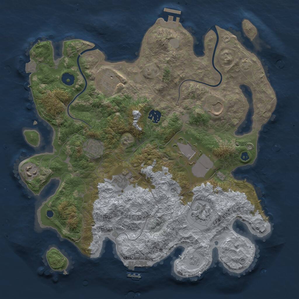 Rust Map: Procedural Map, Size: 3500, Seed: 5376409, 14 Monuments