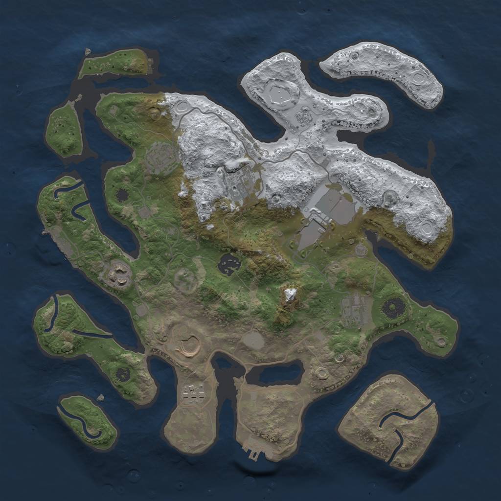 Rust Map: Procedural Map, Size: 3500, Seed: 2425257, 16 Monuments