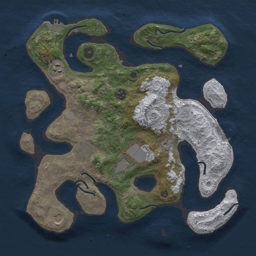 Rust Map: Procedural Map, Size: 3500, Seed: 4908333, 14 Monuments