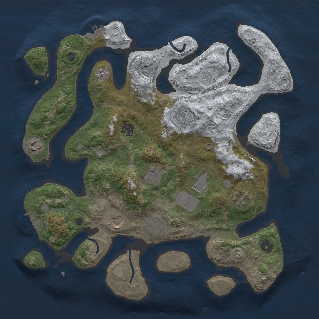 Rust Map: Procedural Map, Size: 3700, Seed: 5038949, 18 Monuments
