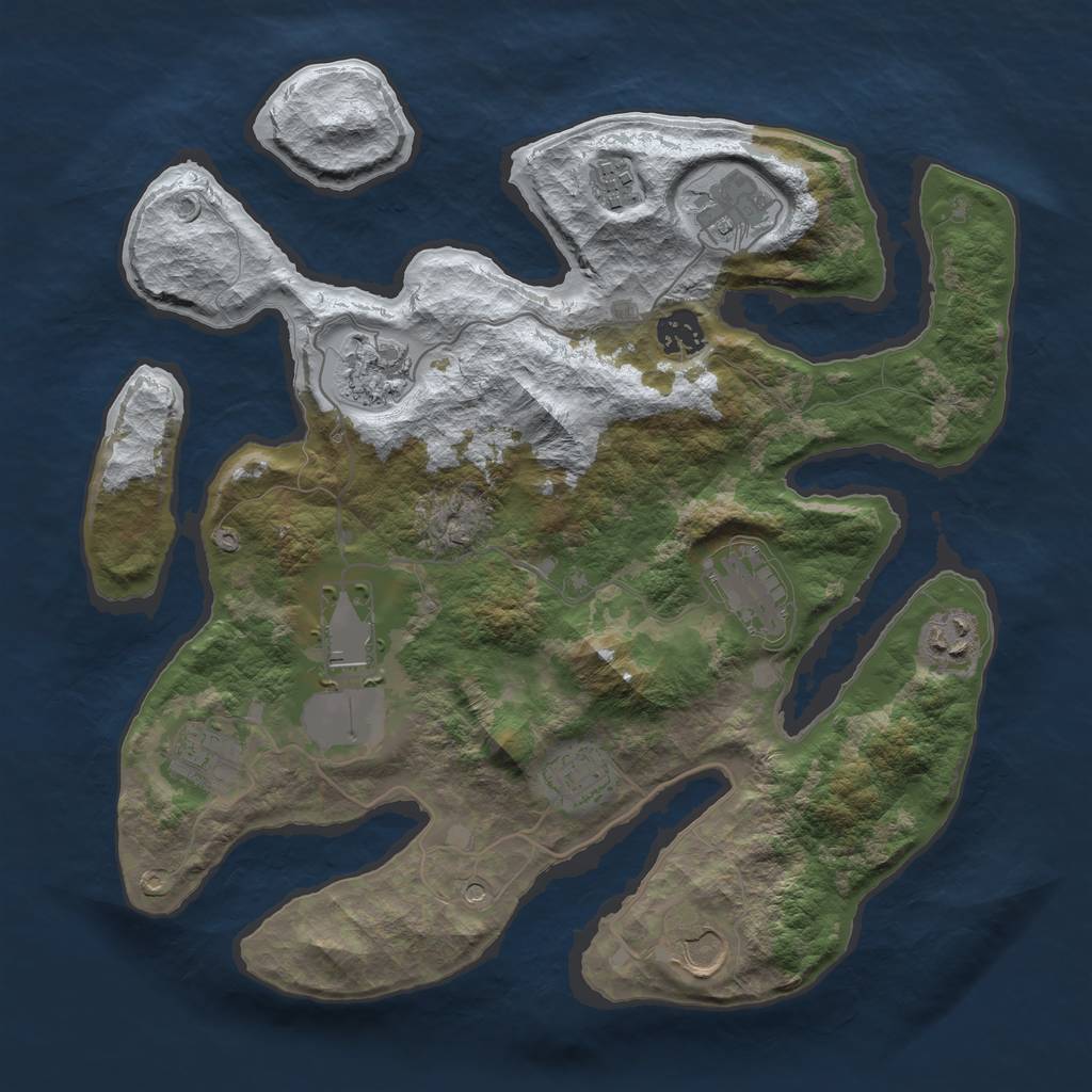 Rust Map: Barren, Size: 3500, Seed: 3643366, 13 Monuments