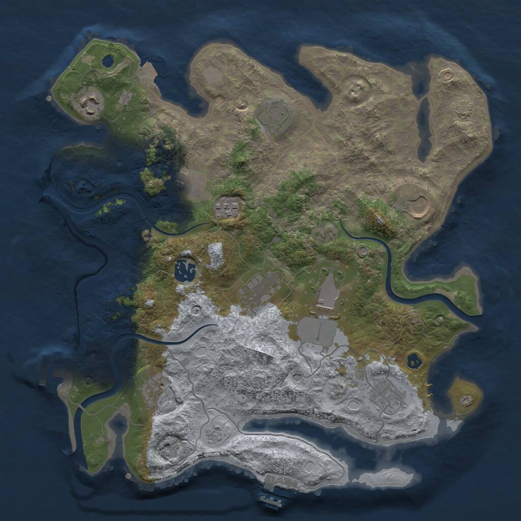 Rust Map: Procedural Map, Size: 3500, Seed: 2544287, 16 Monuments