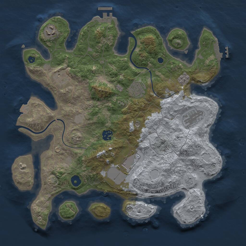 Rust Map: Procedural Map, Size: 3500, Seed: 662415, 13 Monuments