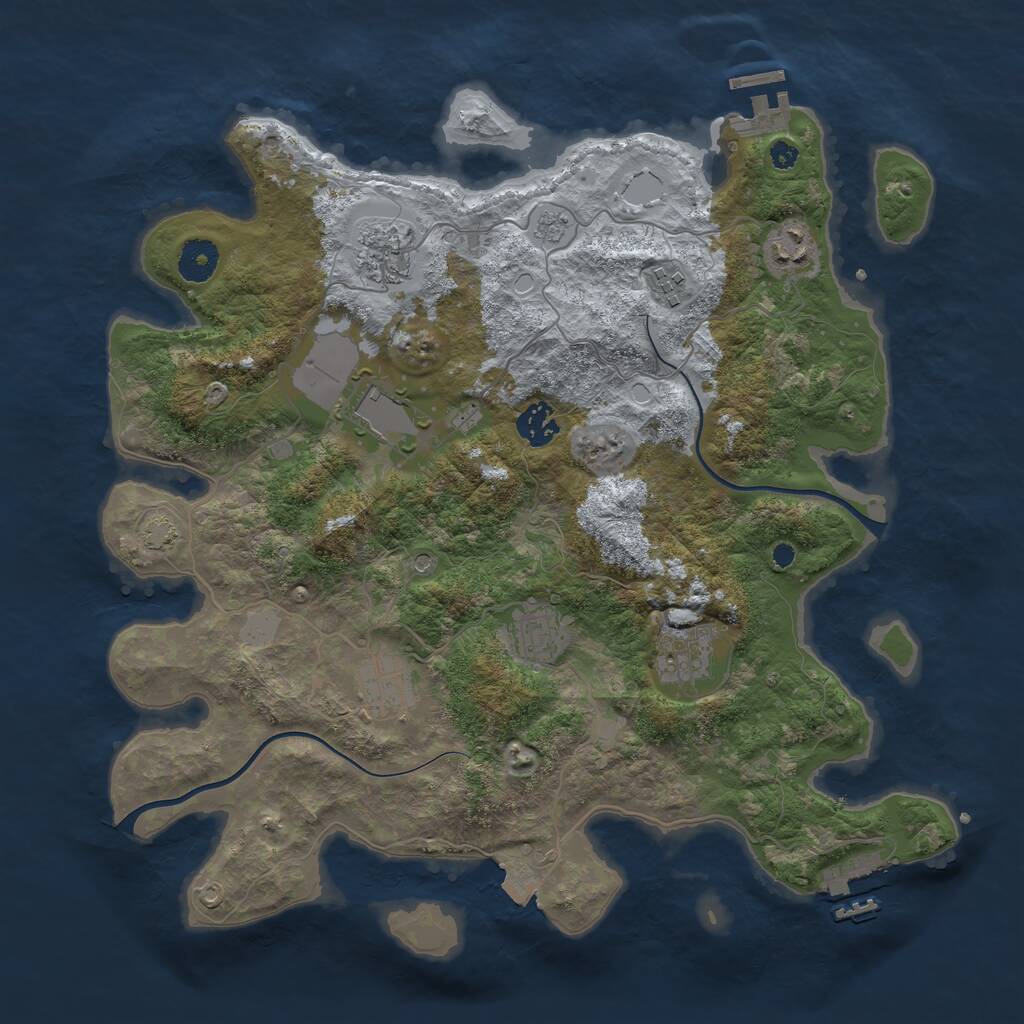 Rust Map: Procedural Map, Size: 3700, Seed: 2923638, 14 Monuments