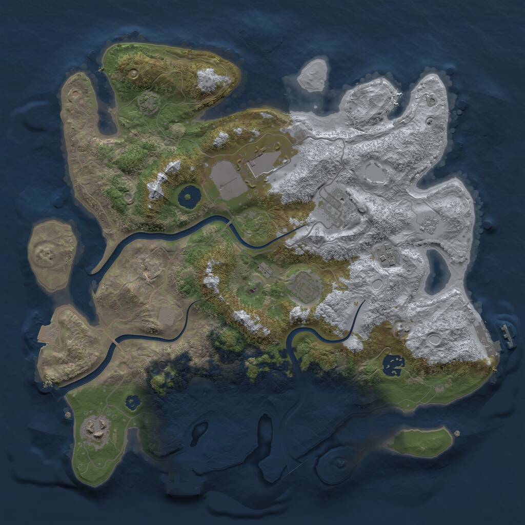 Rust Map: Procedural Map, Size: 3500, Seed: 5711130, 12 Monuments