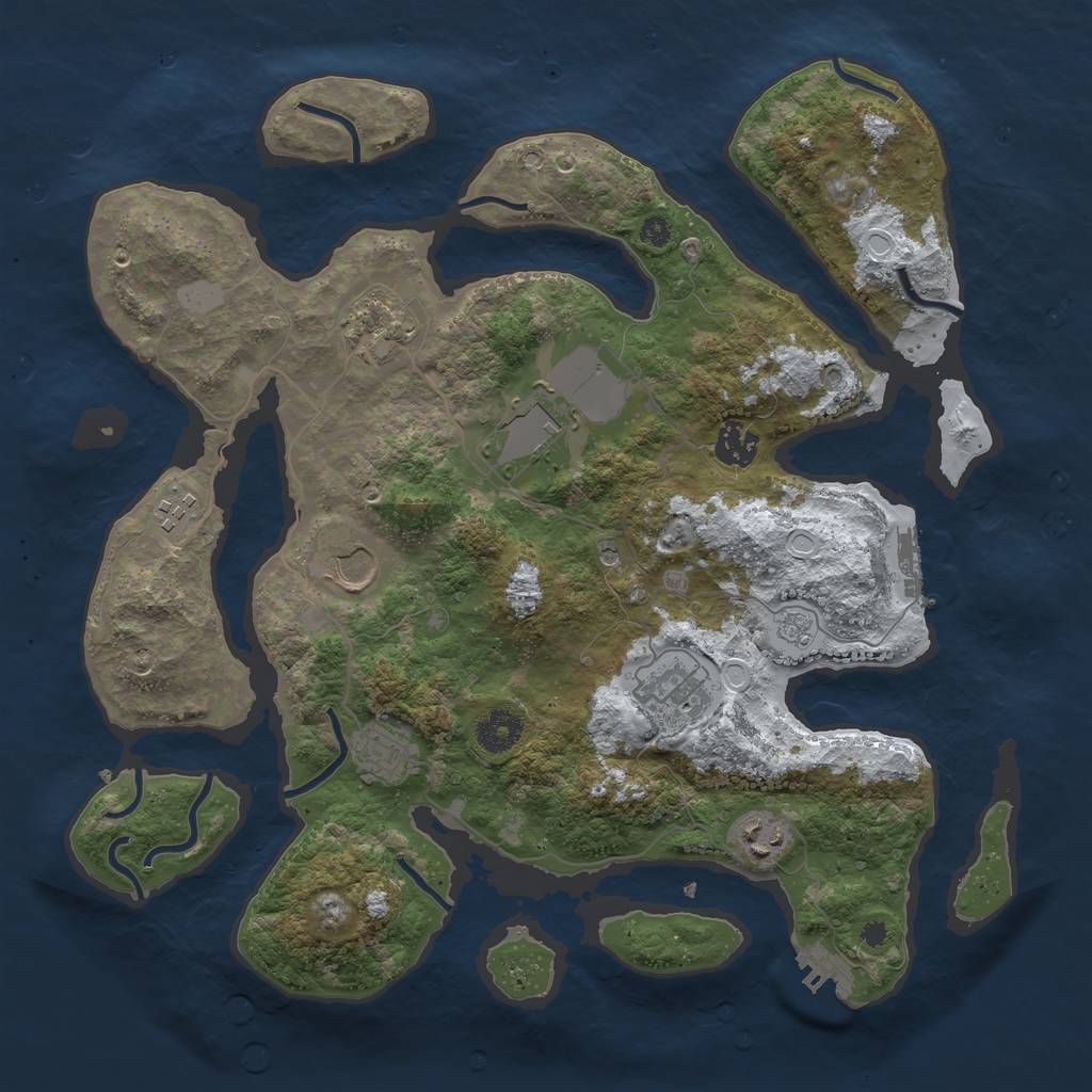 Rust Map: Procedural Map, Size: 3700, Seed: 4400491, 17 Monuments