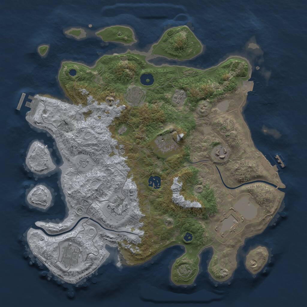 Rust Map: Procedural Map, Size: 3500, Seed: 4206986, 14 Monuments