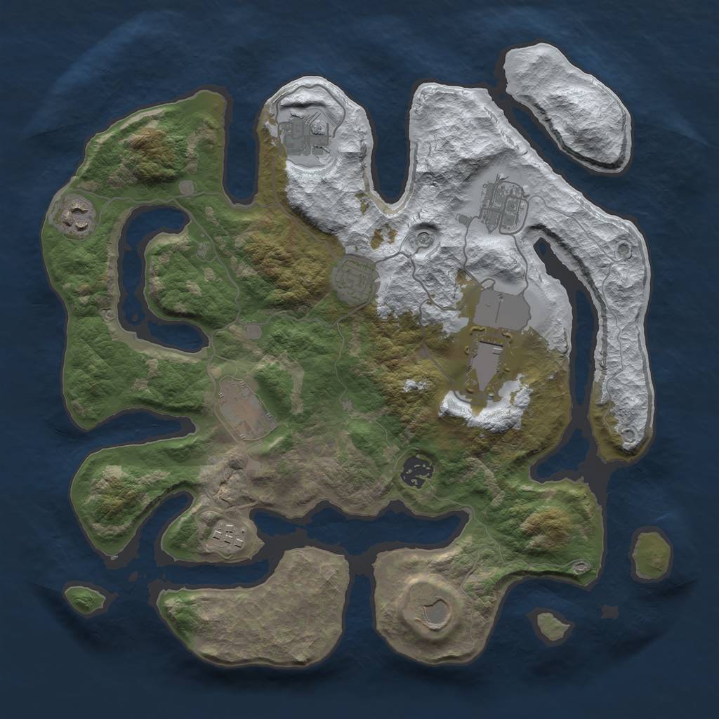 Rust Map: Barren, Size: 3500, Seed: 4863065, 12 Monuments