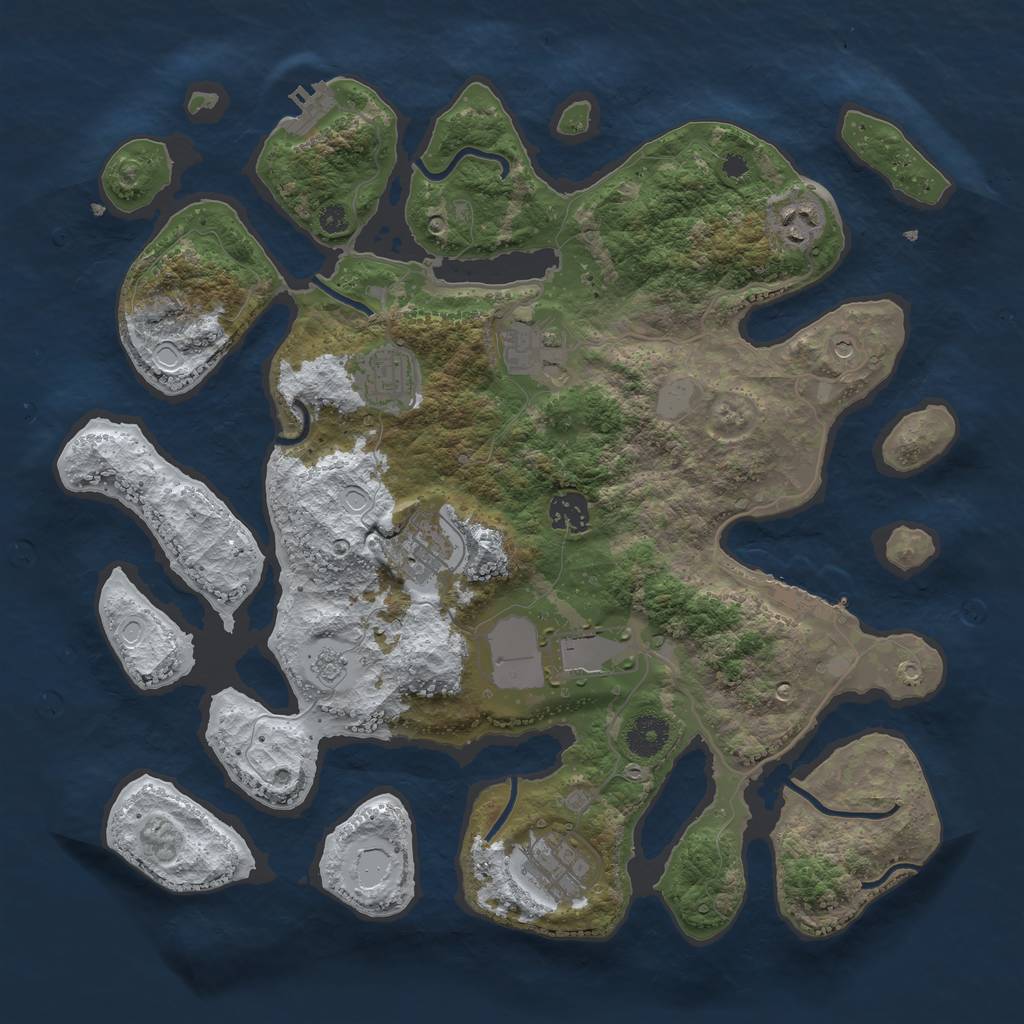 Rust Map: Procedural Map, Size: 3700, Seed: 4703474, 16 Monuments