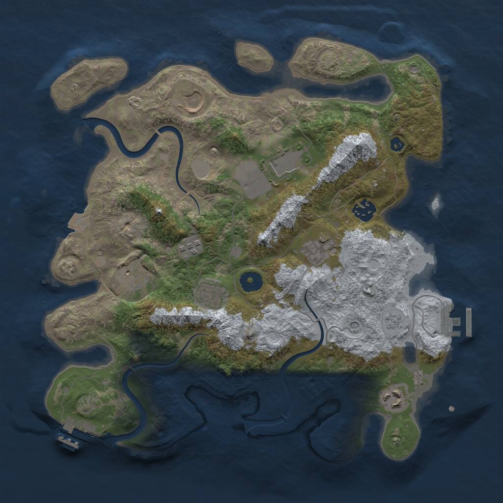 Rust Map: Procedural Map, Size: 3500, Seed: 1795209, 14 Monuments
