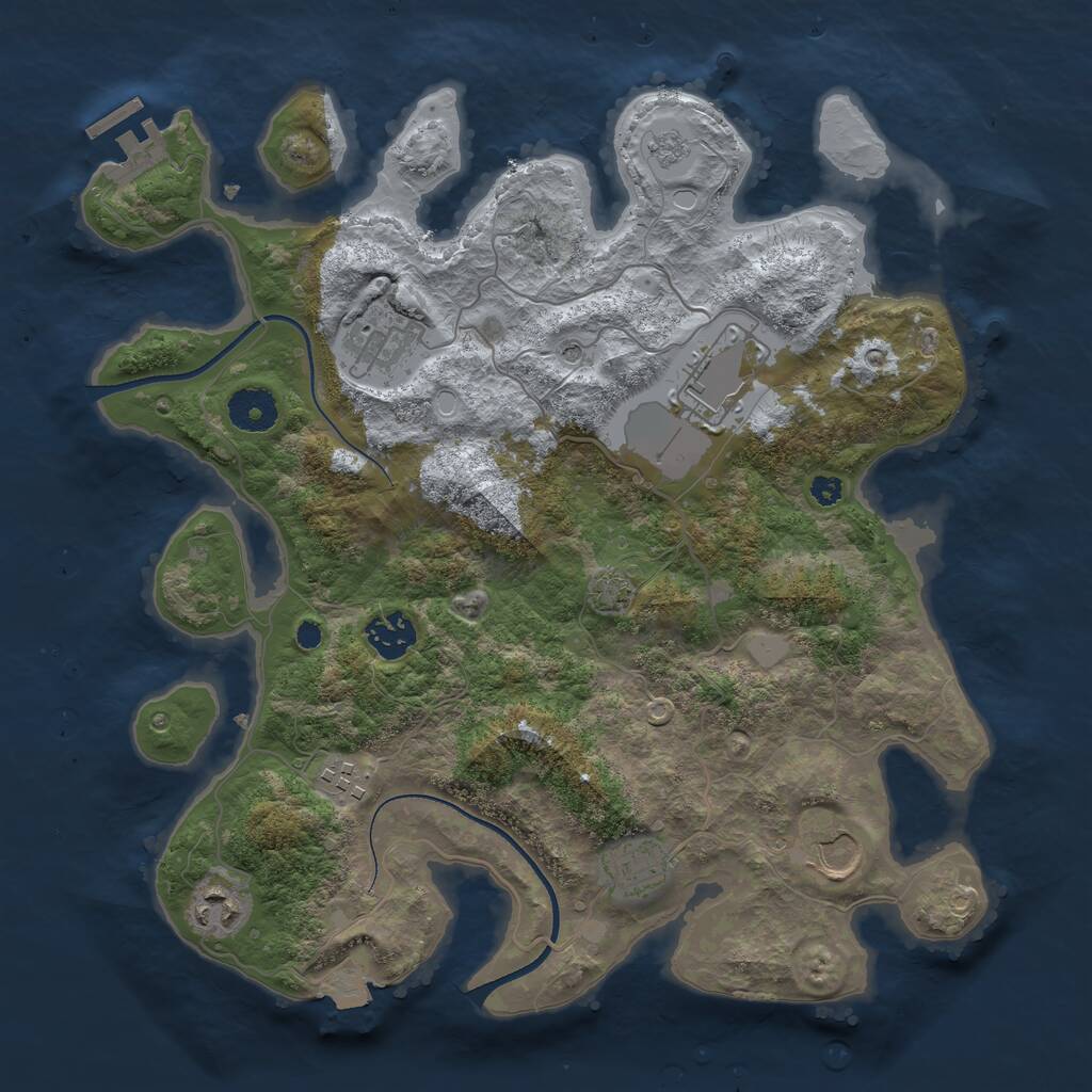 Rust Map: Procedural Map, Size: 3500, Seed: 671274, 12 Monuments