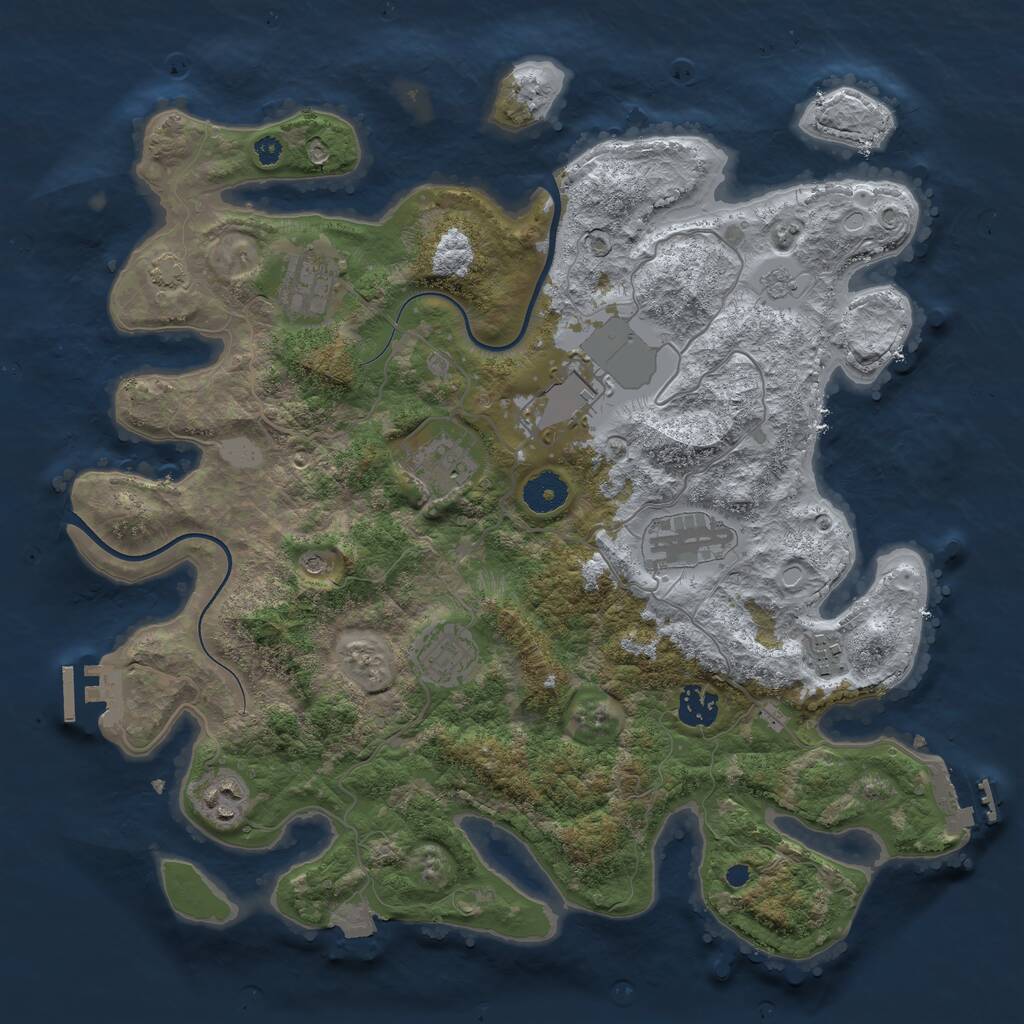 Rust Map: Procedural Map, Size: 3700, Seed: 5797495, 14 Monuments