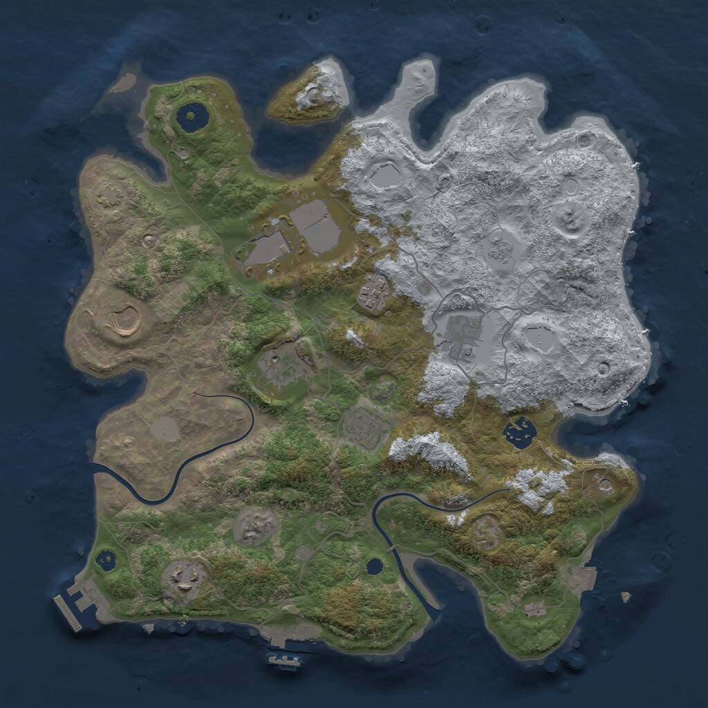 Rust Map: Procedural Map, Size: 3500, Seed: 4053280, 14 Monuments