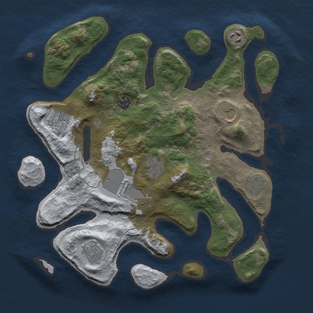 Rust Map: Barren, Size: 3500, Seed: 5082692, 12 Monuments