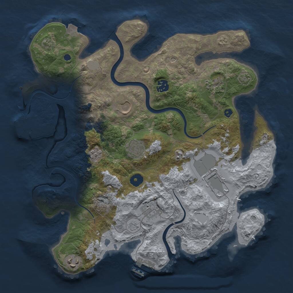 Rust Map: Procedural Map, Size: 3500, Seed: 416509, 14 Monuments