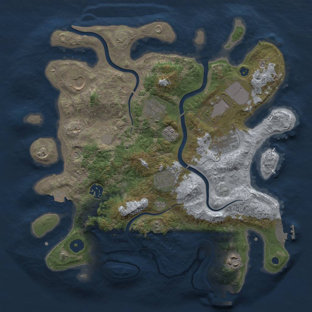Rust Map: Procedural Map, Size: 3500, Seed: 1804297, 14 Monuments