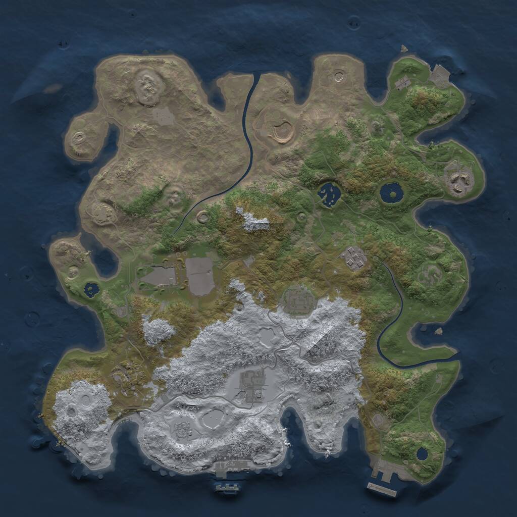 Rust Map: Procedural Map, Size: 3500, Seed: 3465338, 14 Monuments