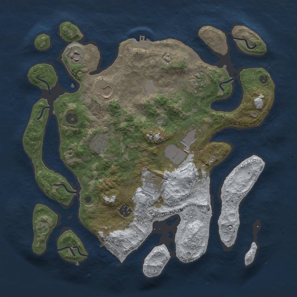 Rust Map: Procedural Map, Size: 3700, Seed: 1850036, 16 Monuments
