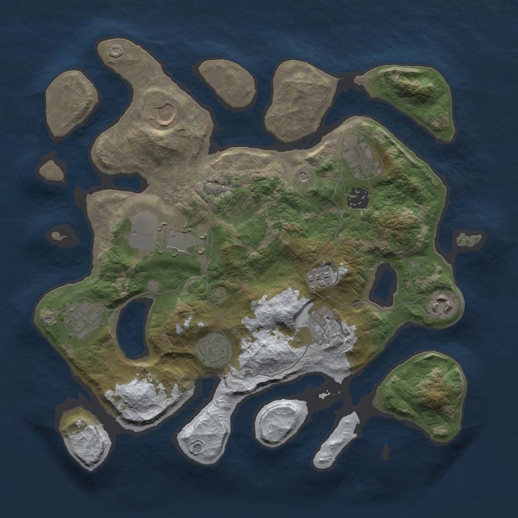 Rust Map: Barren, Size: 3500, Seed: 4567399, 12 Monuments