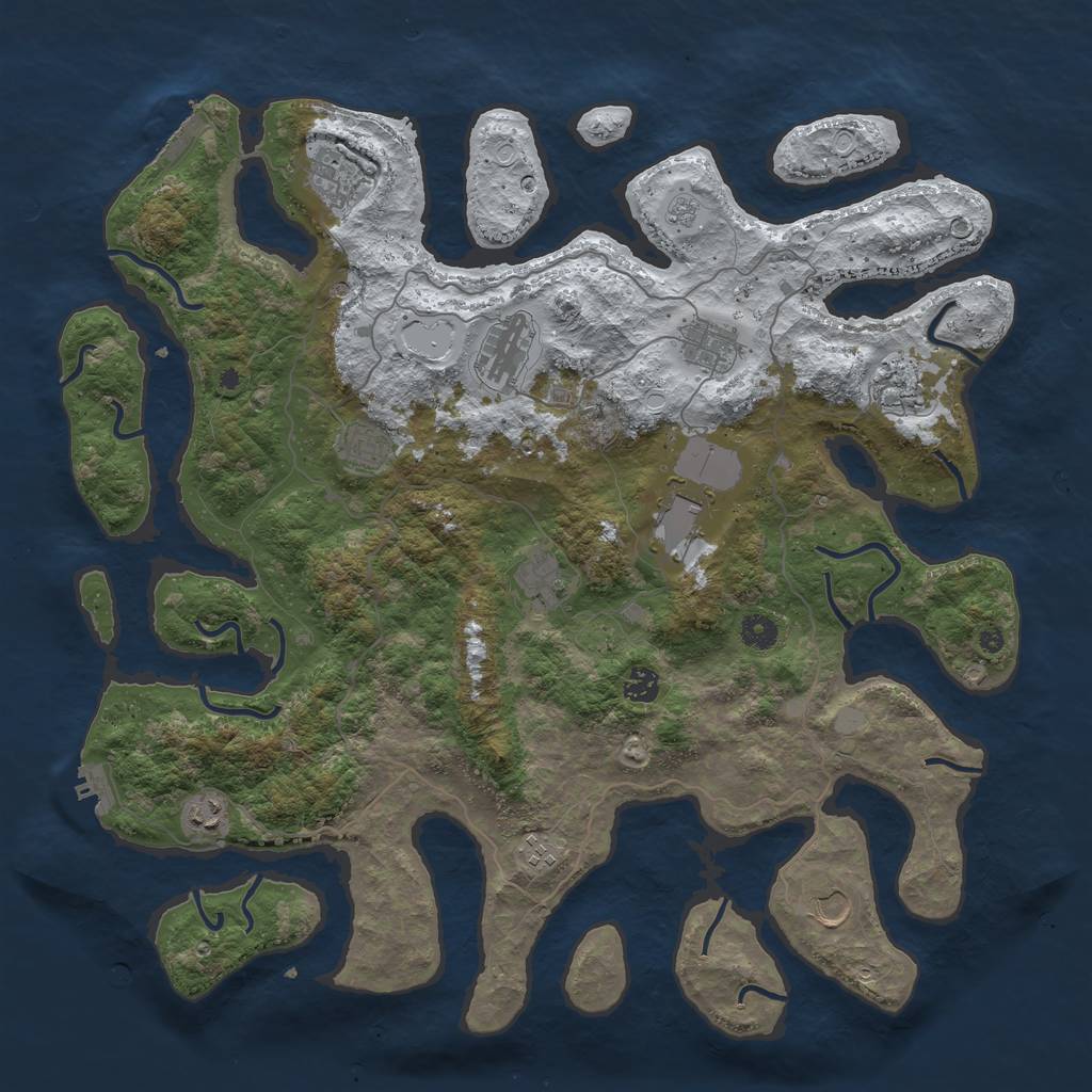 Rust Map: Procedural Map, Size: 4500, Seed: 991327, 20 Monuments