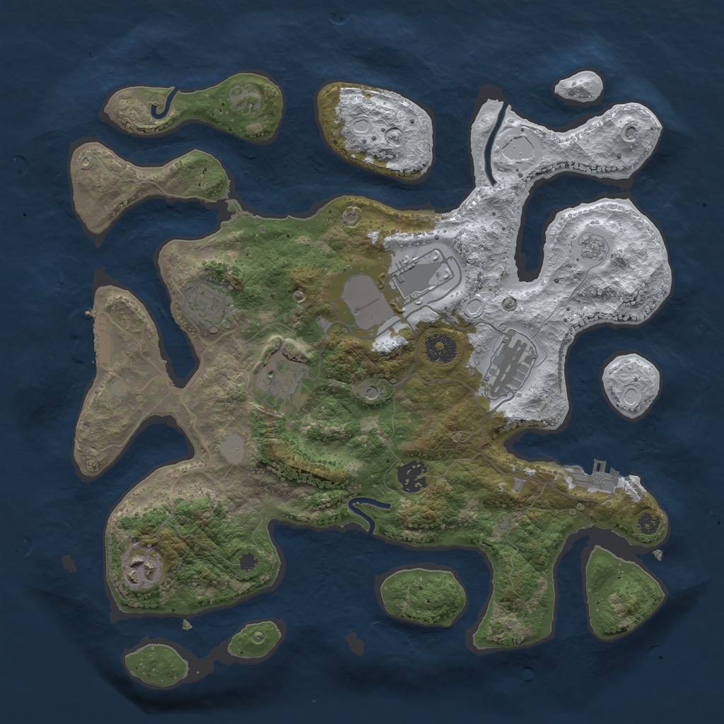 Rust Map: Procedural Map, Size: 3500, Seed: 3885931, 15 Monuments