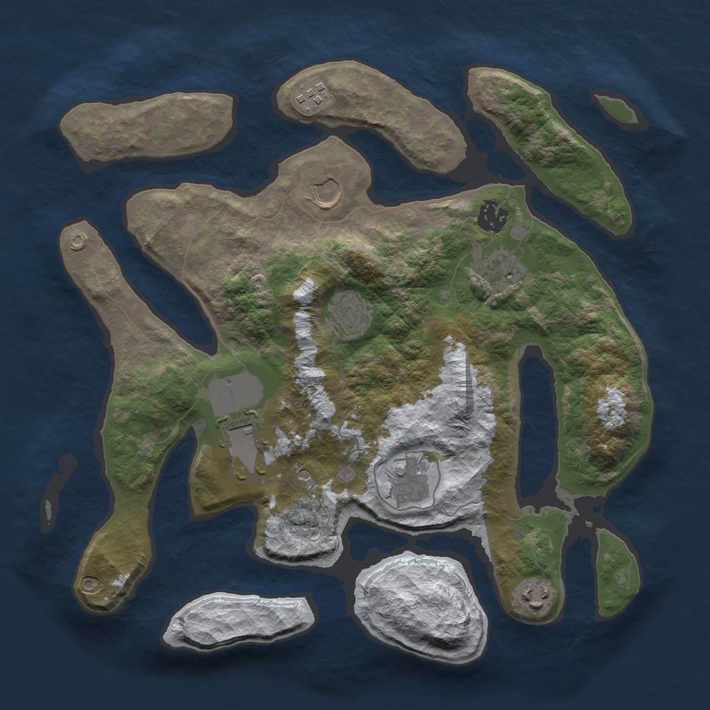 Rust Map: Barren, Size: 3500, Seed: 2794195, 11 Monuments