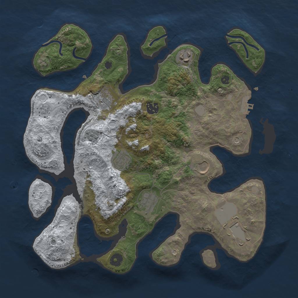 Rust Map: Procedural Map, Size: 3500, Seed: 2208778, 16 Monuments