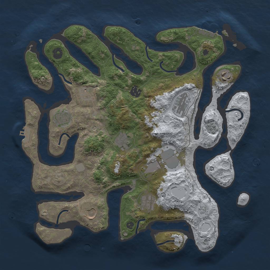 Rust Map: Procedural Map, Size: 3700, Seed: 494191, 19 Monuments