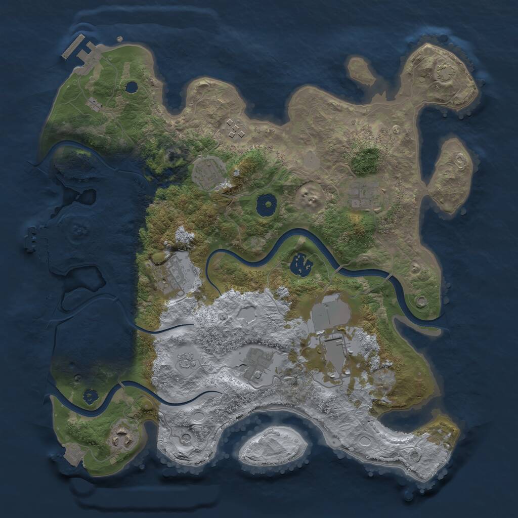 Rust Map: Procedural Map, Size: 3500, Seed: 4809357, 14 Monuments