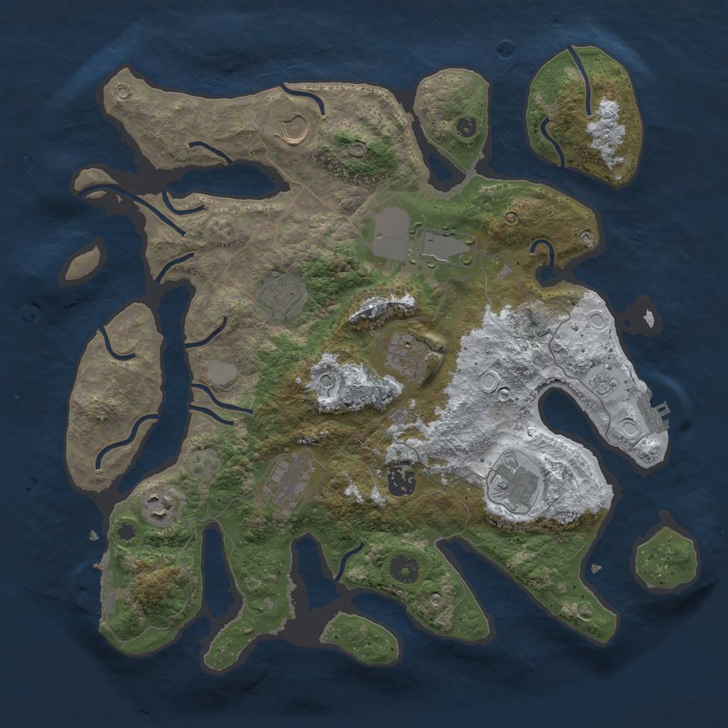 Rust Map: Procedural Map, Size: 3700, Seed: 3167338, 17 Monuments