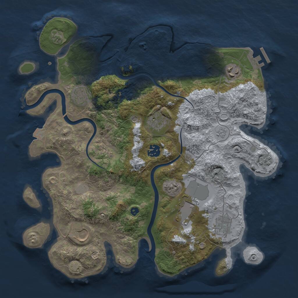Rust Map: Procedural Map, Size: 3500, Seed: 692894, 13 Monuments