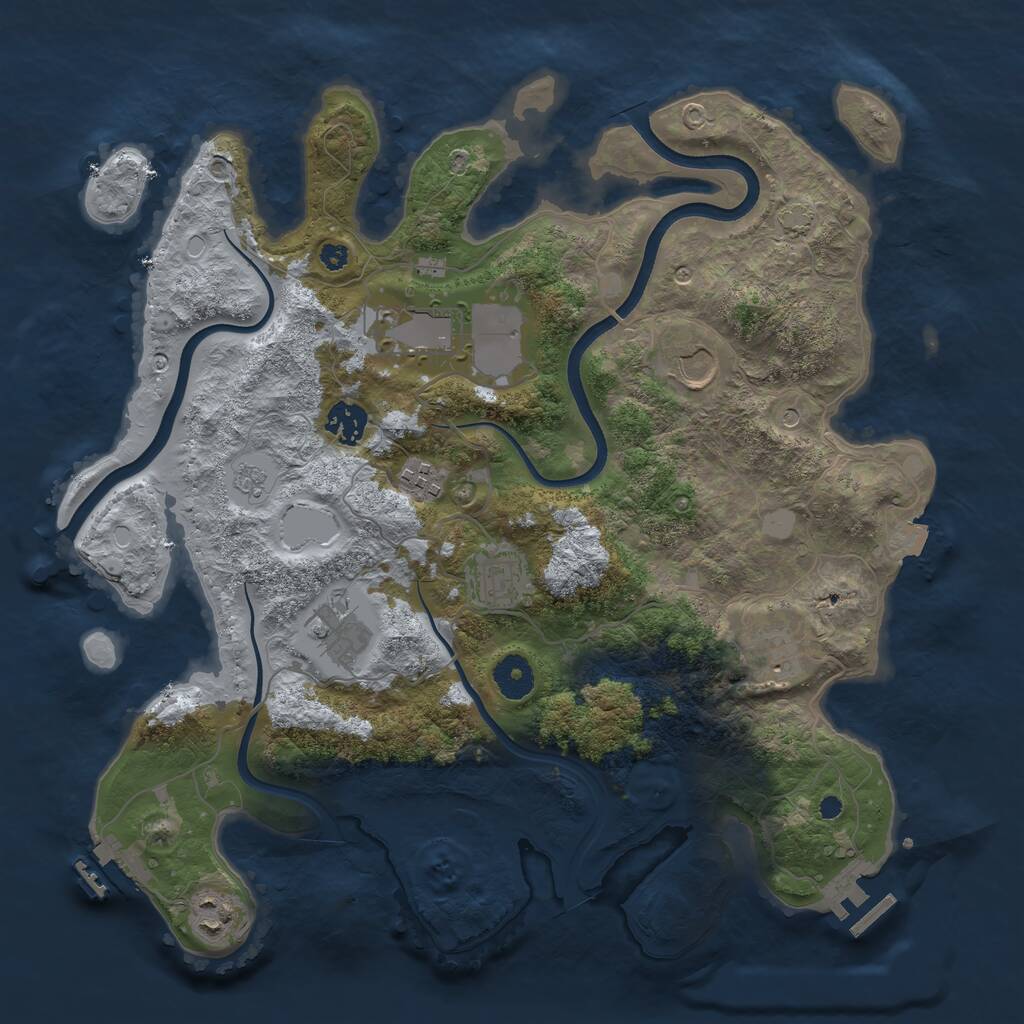 Rust Map: Procedural Map, Size: 3700, Seed: 2993678, 14 Monuments