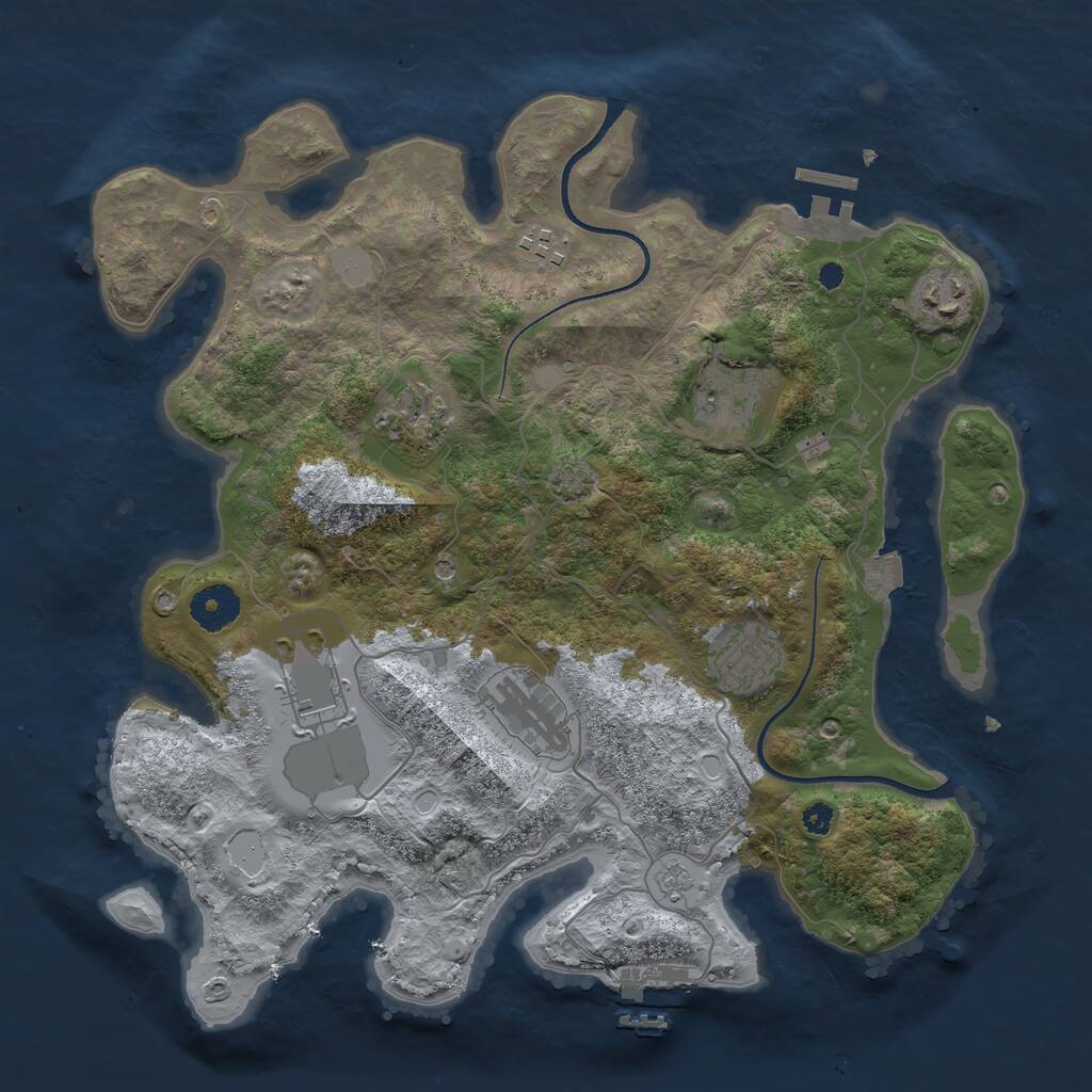 Rust Map: Procedural Map, Size: 3500, Seed: 5058328, 13 Monuments