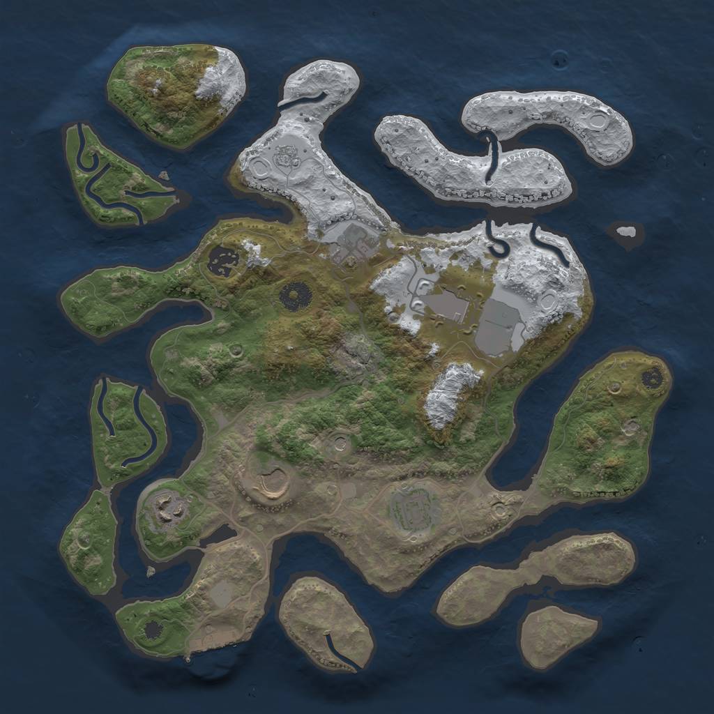 Rust Map: Procedural Map, Size: 3500, Seed: 4541967, 14 Monuments