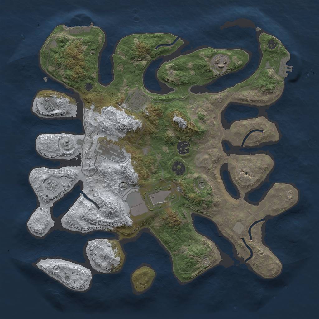 Rust Map: Procedural Map, Size: 3500, Seed: 2493174, 15 Monuments