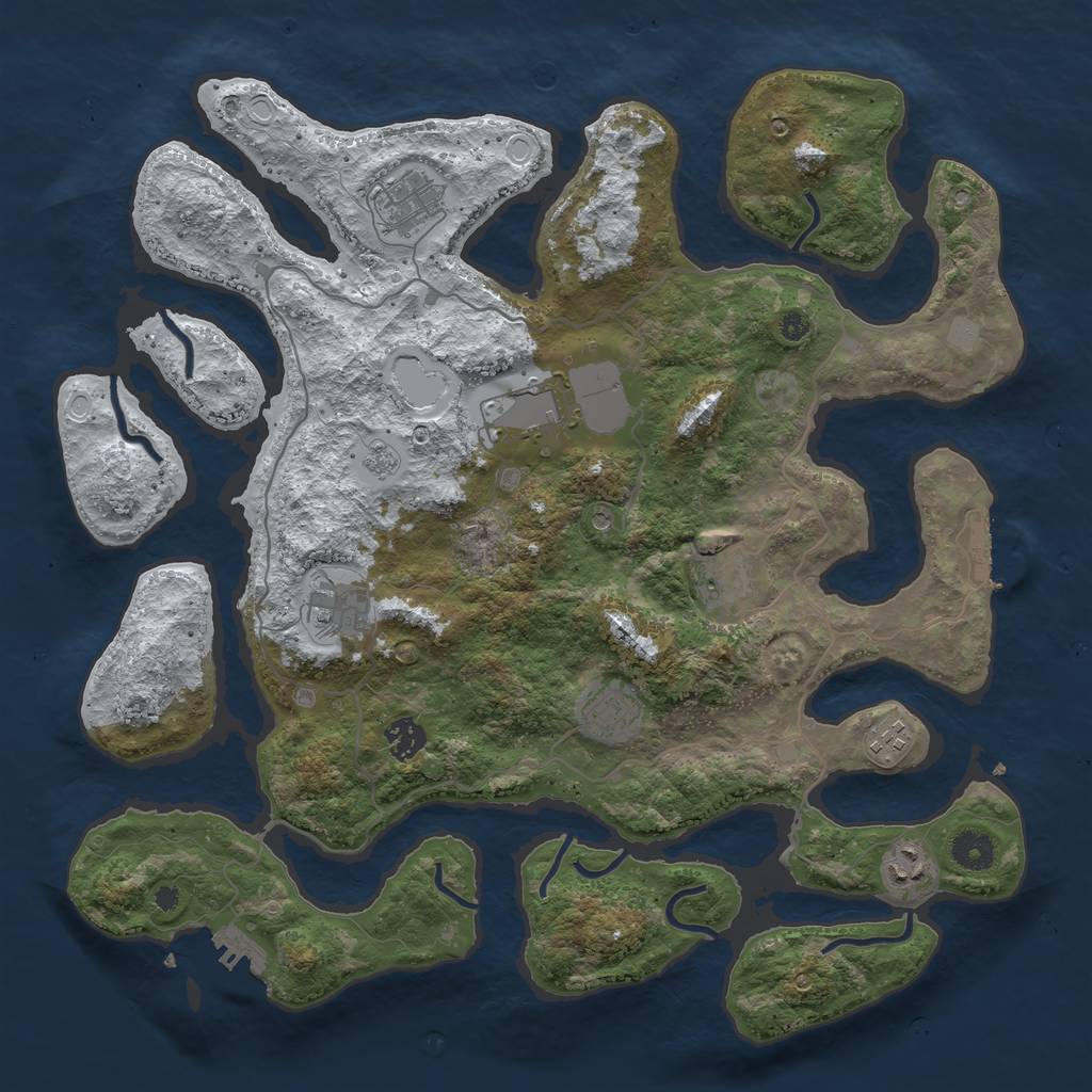 Rust Map: Procedural Map, Size: 4000, Seed: 3908335, 17 Monuments