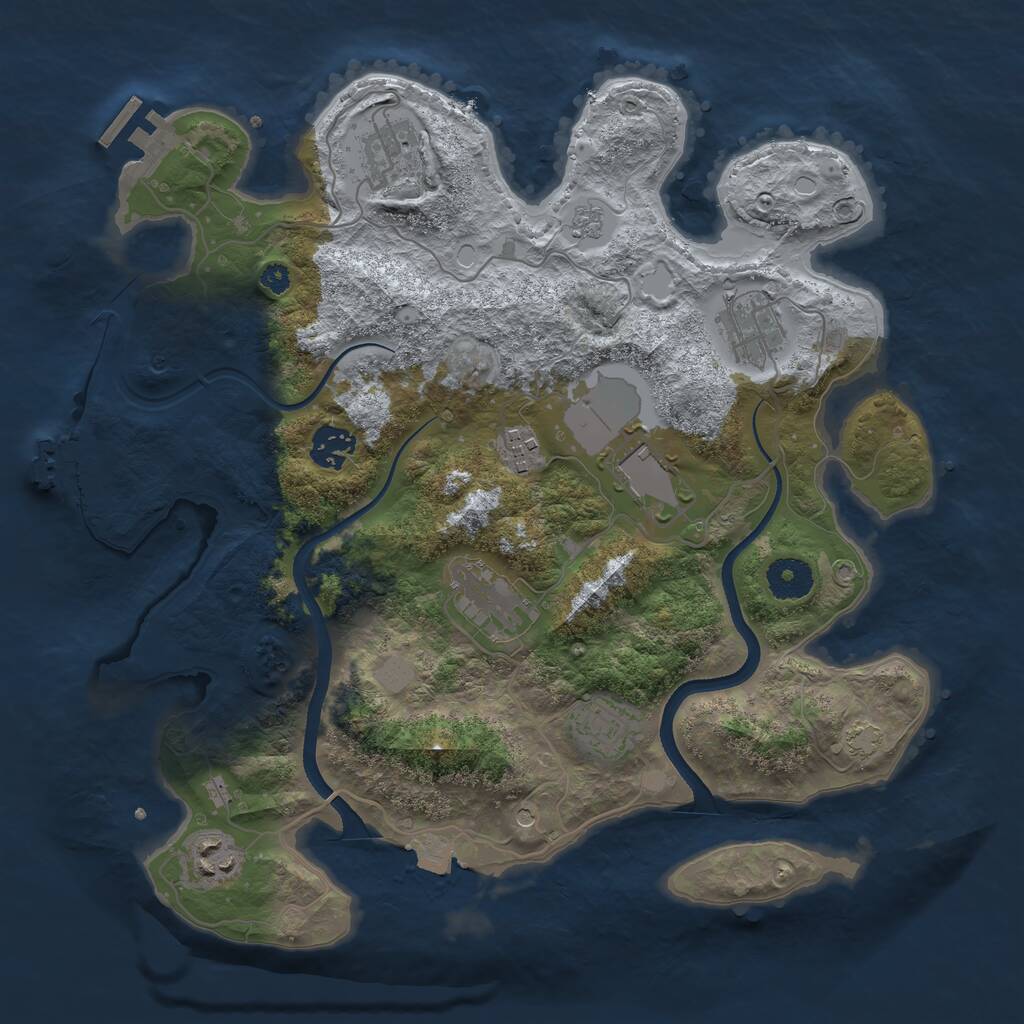 Rust Map: Procedural Map, Size: 3500, Seed: 3057021, 14 Monuments