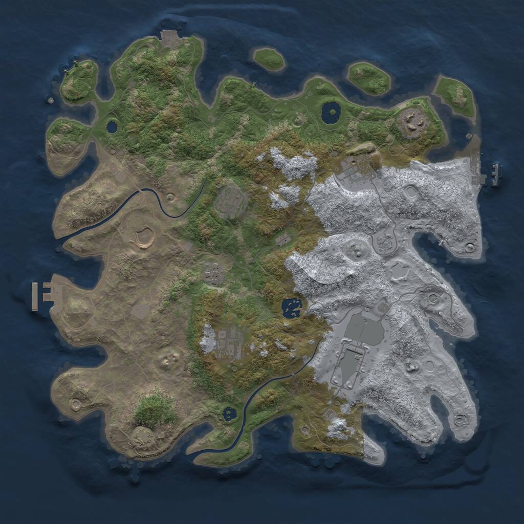 Rust Map: Procedural Map, Size: 3700, Seed: 833890, 14 Monuments