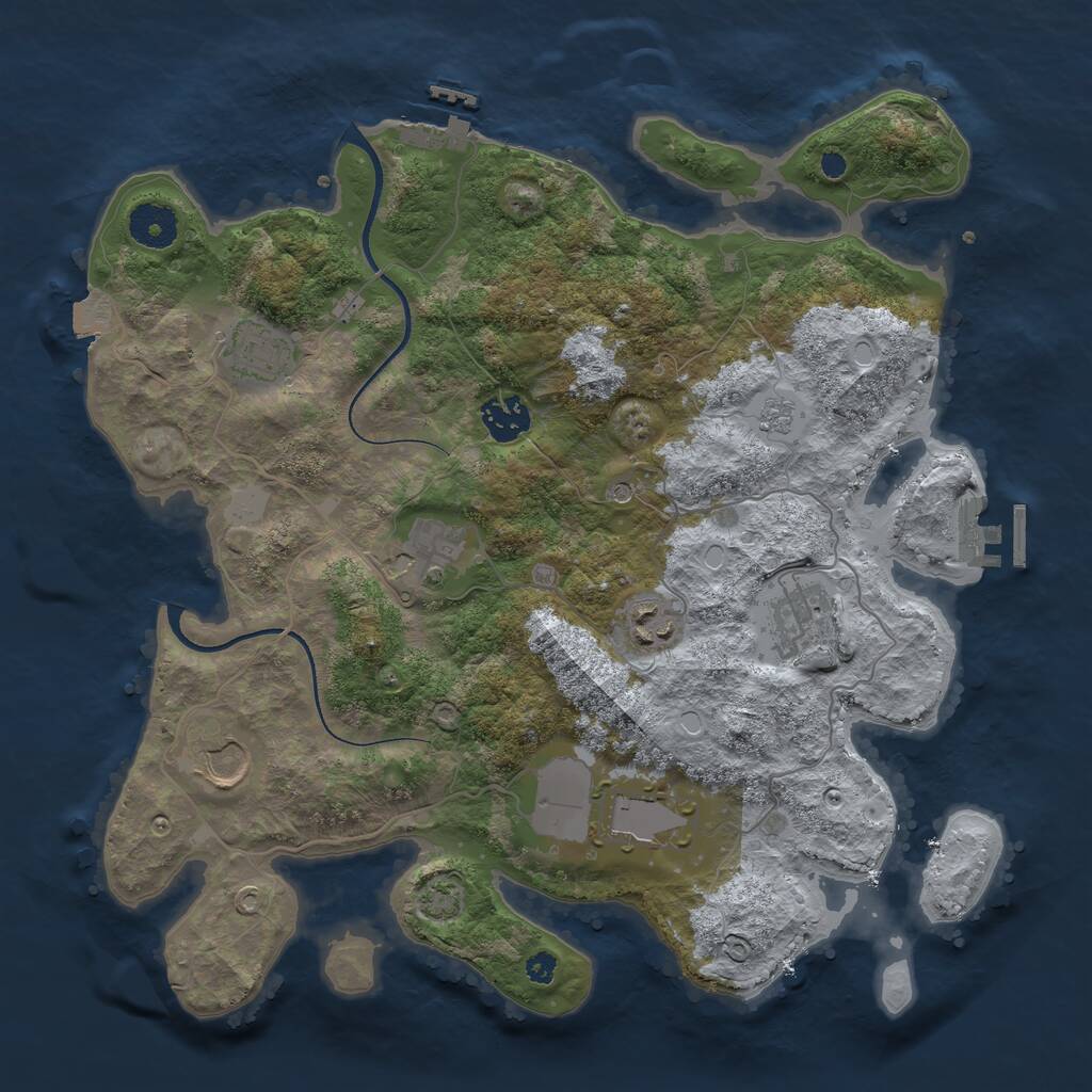 Rust Map: Procedural Map, Size: 3500, Seed: 5621819, 13 Monuments