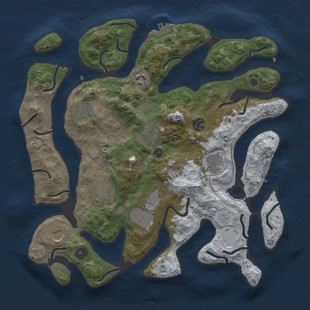 Rust Map: Procedural Map, Size: 3700, Seed: 1613804, 17 Monuments