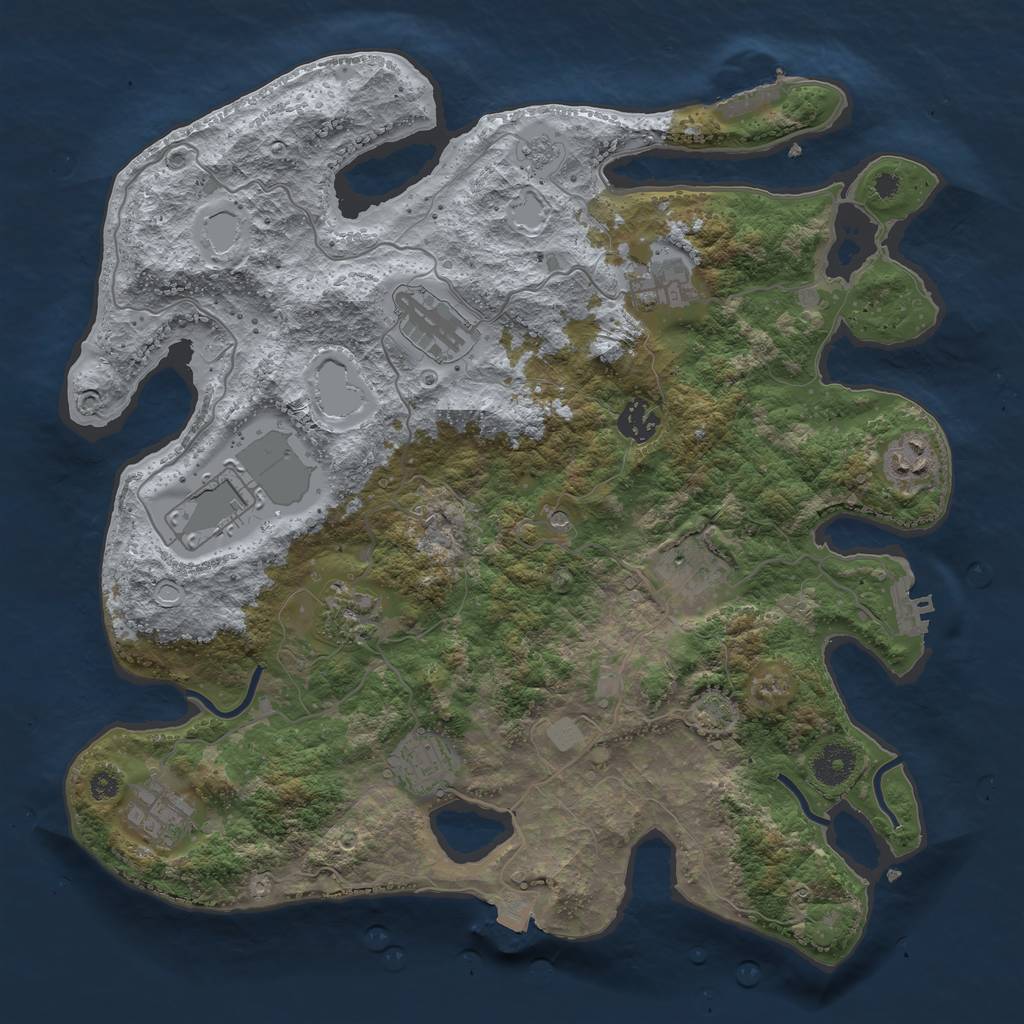 Rust Map: Procedural Map, Size: 3700, Seed: 6230591, 17 Monuments