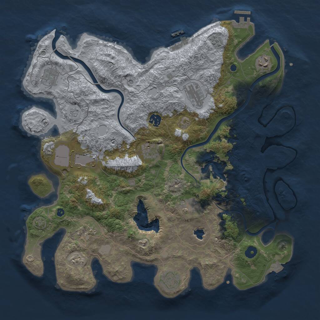 Rust Map: Procedural Map, Size: 4000, Seed: 2633249, 16 Monuments