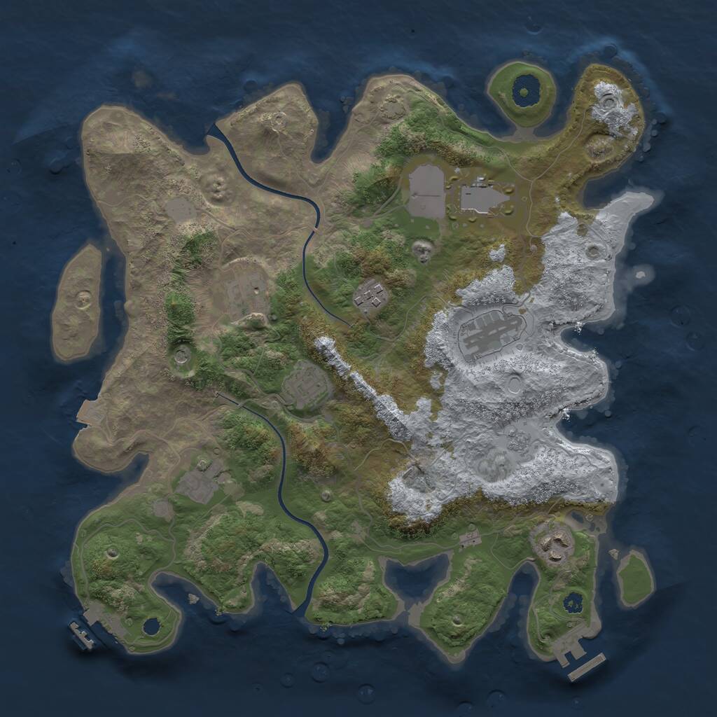 Rust Map: Procedural Map, Size: 3500, Seed: 2506281, 13 Monuments