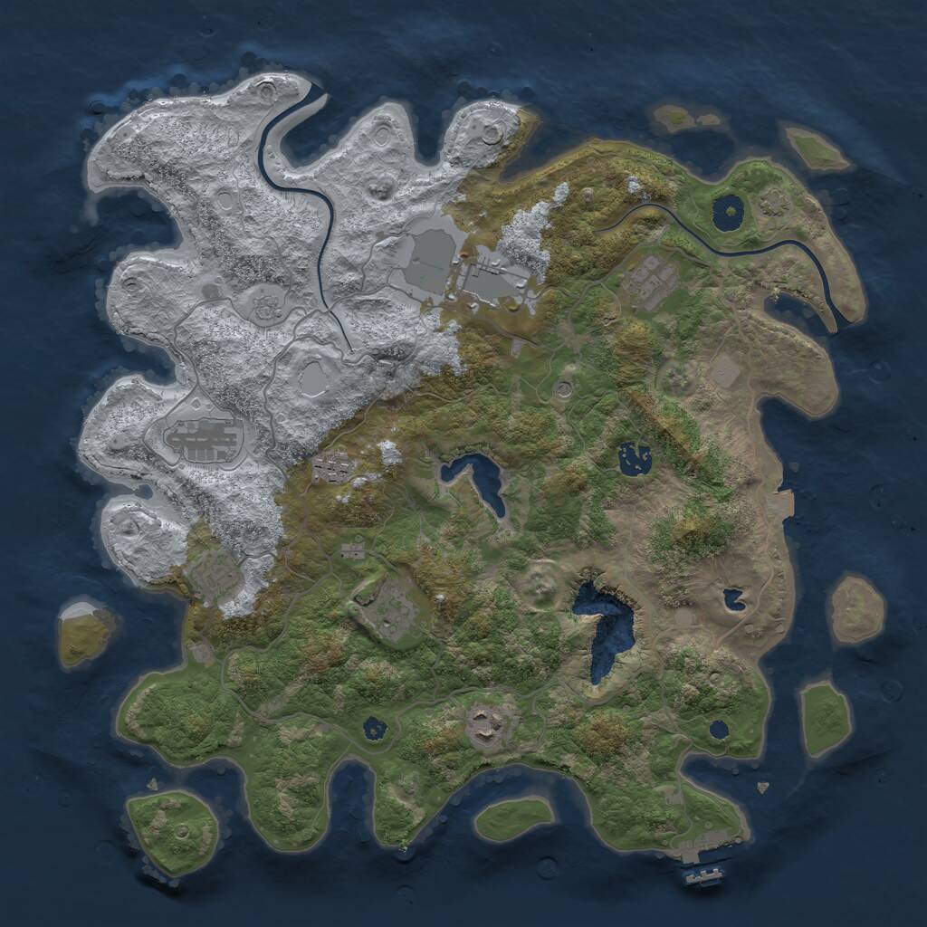Rust Map: Procedural Map, Size: 4000, Seed: 6111323, 13 Monuments