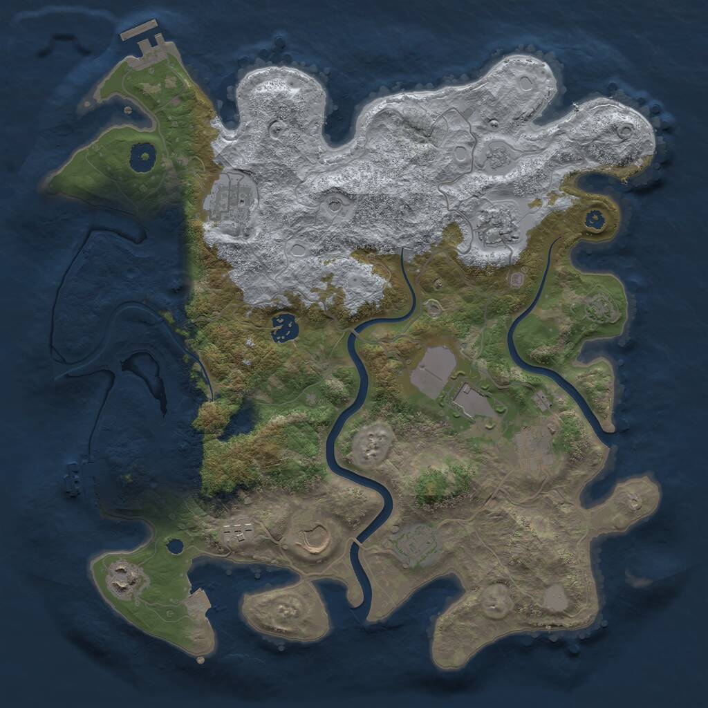 Rust Map: Procedural Map, Size: 3700, Seed: 3240284, 15 Monuments