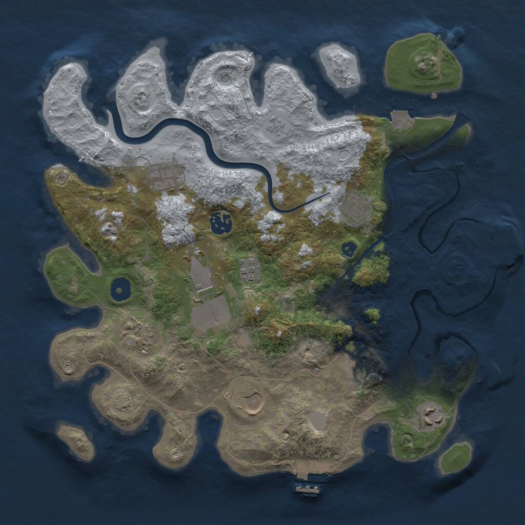 Rust Map: Procedural Map, Size: 3500, Seed: 2810284, 15 Monuments