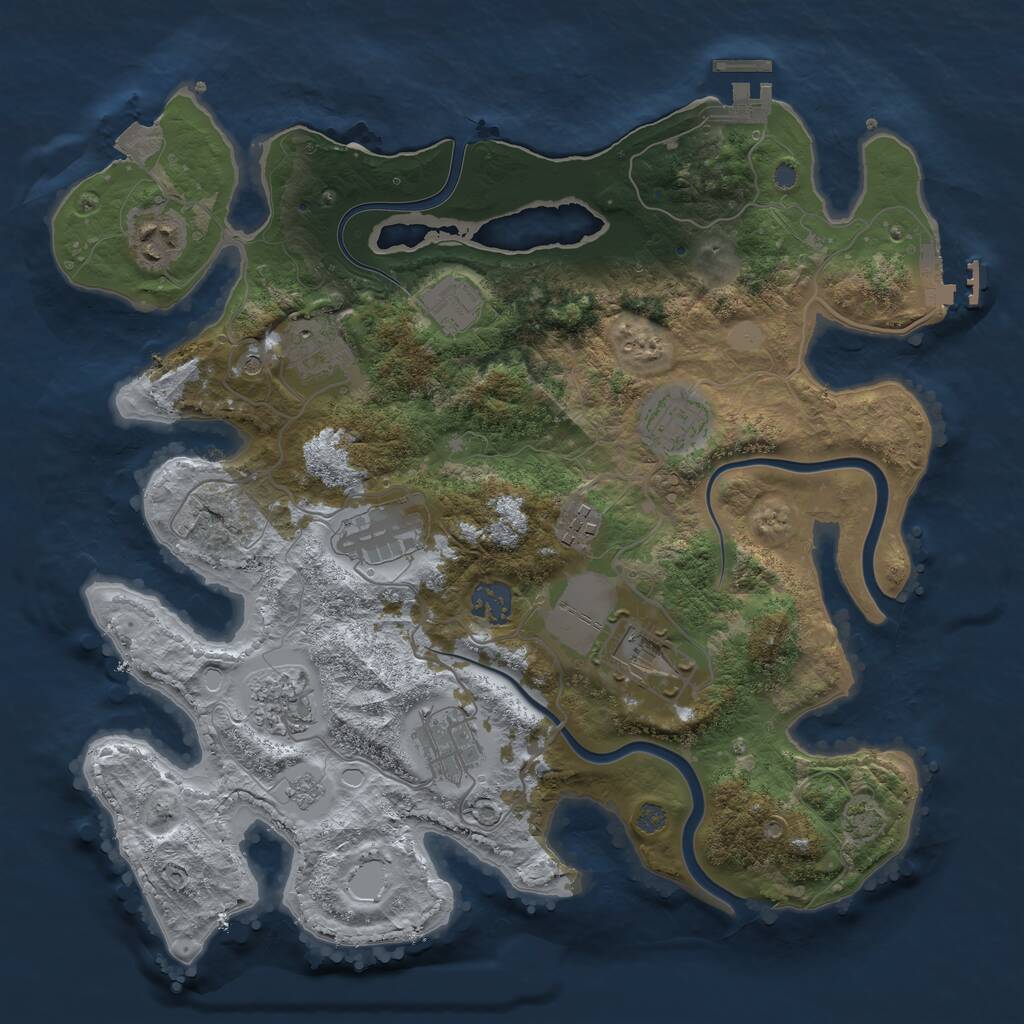 Rust Map: Procedural Map, Size: 3500, Seed: 305518, 17 Monuments